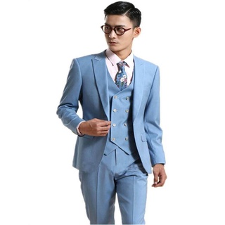 ใหม่คลาสสิกผู้ชายชุด Smolking Noivo Terno Slim Fit Easculino ชุดราตรีชุดสำหรับชายเครื่องแต่งกาย Homme Light Blue