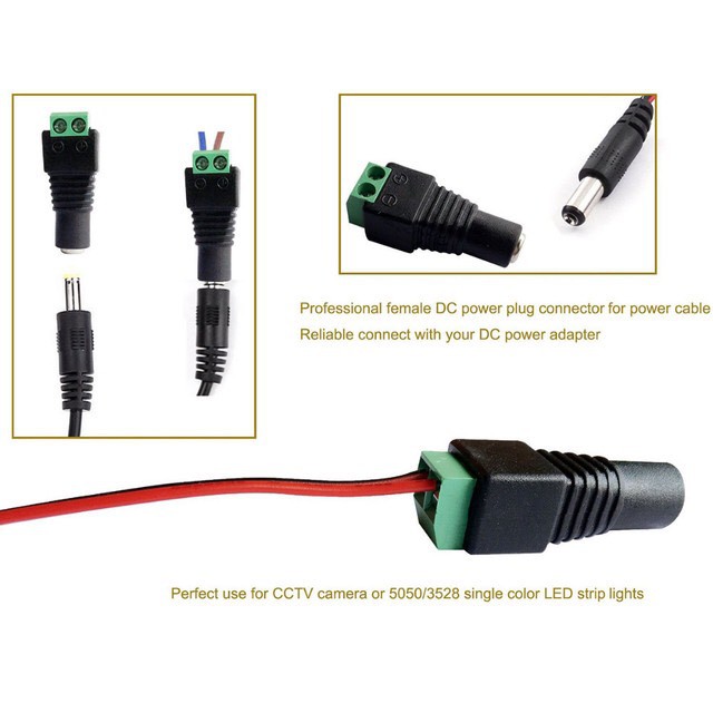 DC Connector 5.5 มม x 2.1 มม สำหรับกล้องวงจรปิด และ LED