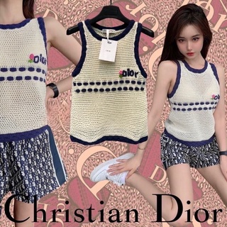 (ส่งฟรี) เสื้อไหมพรมแขนกุด CHRISTIAN DIOR KNIT ตาข่าย