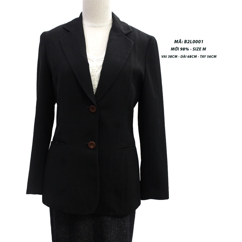 Korean Blazer ดีไซน์ 2 ปุ่ม เรียบหรู - 98% ใหม่ - Size M - CODE B2L0001