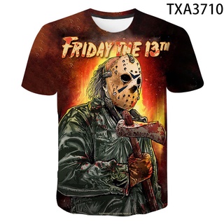 เสื้อยืดแขนสั้นลําลอง พิมพ์ลาย Friday the 13th 3D แฟชั่นสตรีท สําหรับผู้ชาย และผู้หญิง