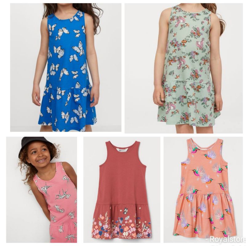 HNM H&M ชุดเดรสเจอร์ซีย์ลาย Animals Birds Unicorn - Kids