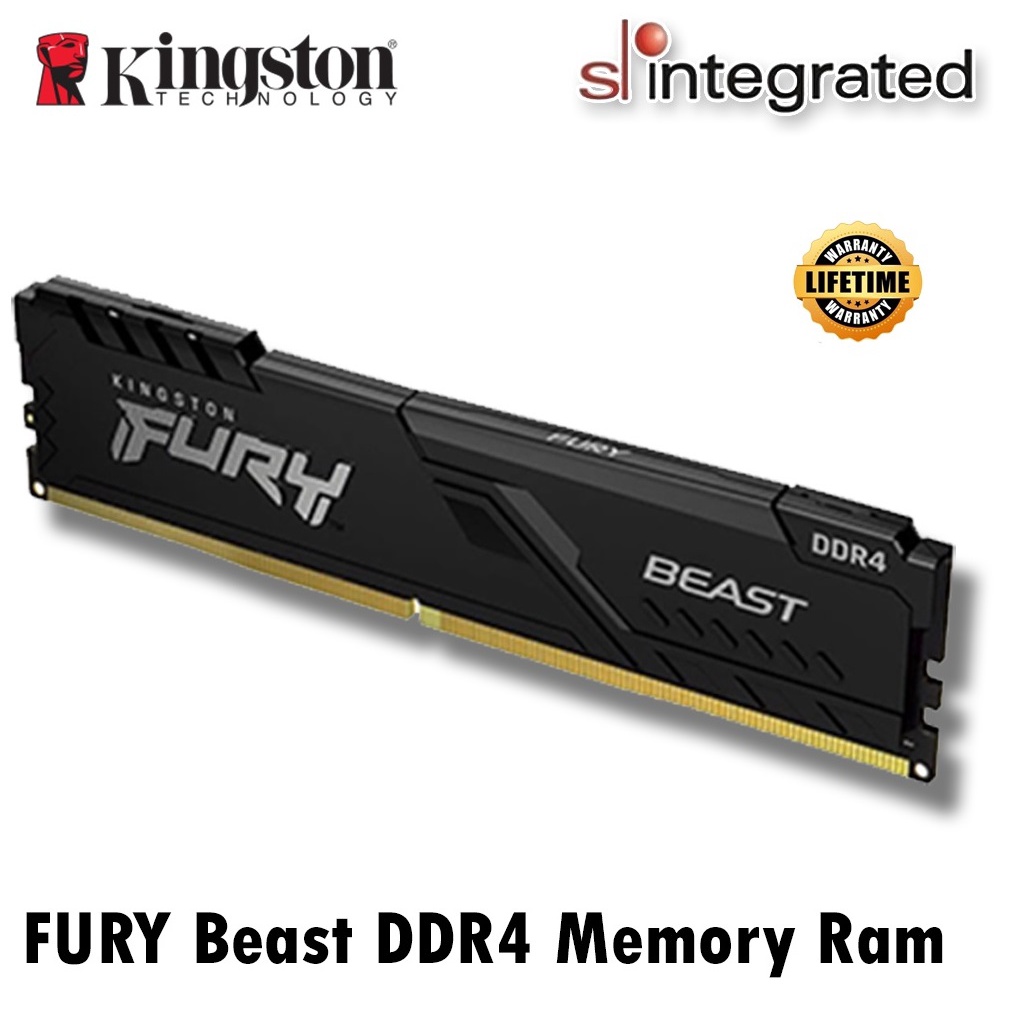 Kingston FURY Beast แรมคอมพิวเตอร์ DDR4 (2666Mhz/3200Mhz/3600Mhz ) สีดํา