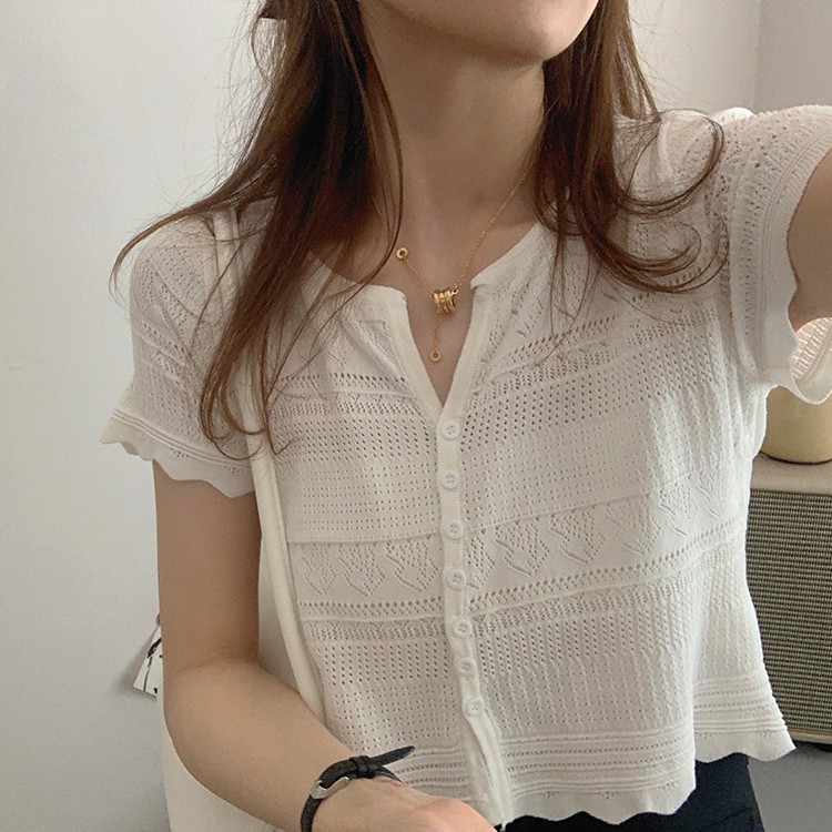 Gakki เสื้อยืดไหมพรมแขนสั้น ผ้านิ่มใส่สบาย ฟรีไซส์ พร้อมส่ง 13039#