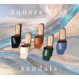 Beginner Square Flat Sandals รองเท้าแตะ รองเท้าส้นแบน