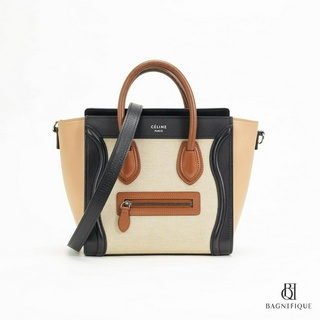 CELINE LUGGAGE MICRO BROWN BEIGE NAVY CALF SHW