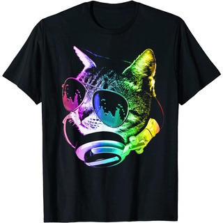 100%cotton เสื้อยืดผู้ชาย Rainbow Music Cat T-Shirt men เสื้อ ยืด ผู้ชาย คอกลม โอเวอร์ ไซส์สามารถปรับแต่งได้