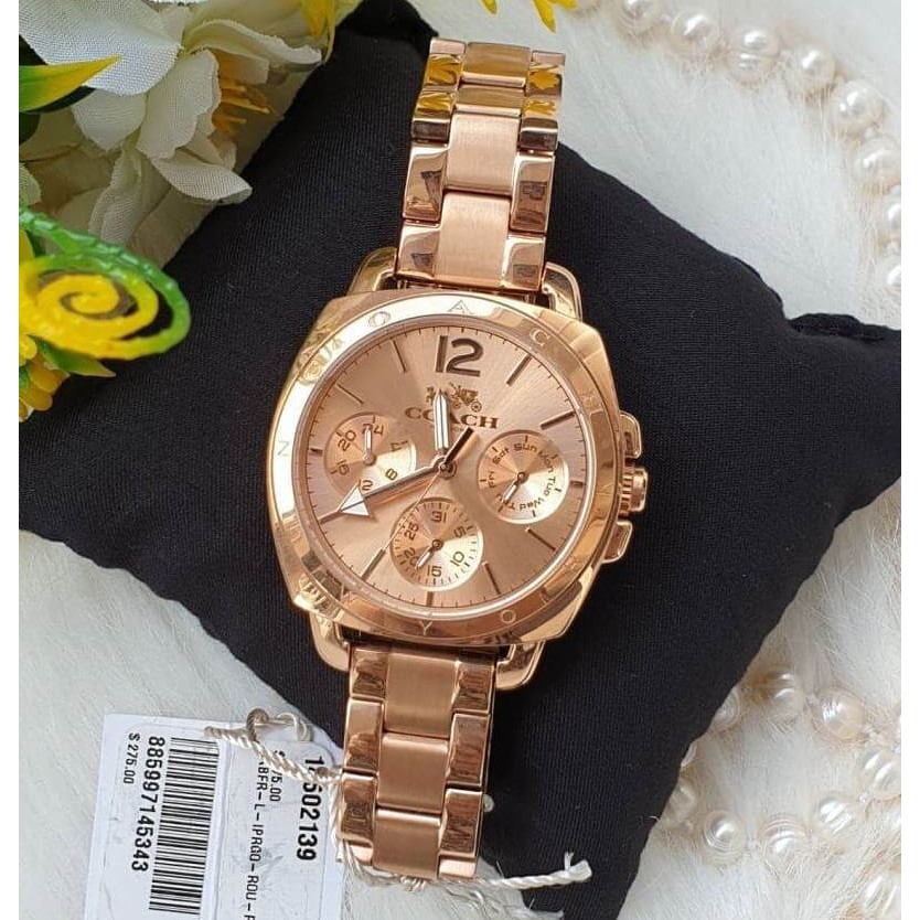 พร้อมส่ง นาฬิกาข้อมือผู้หญิง Coach สีโรสโกลด์ Boyfriend Women's Quartz Watch 14502139