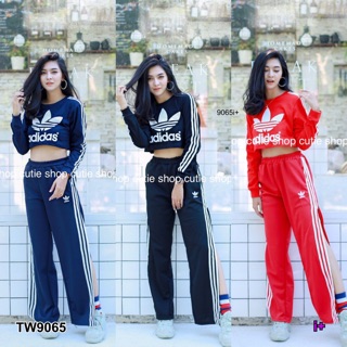 Set 2 ชิ้นเสื้อครอปแขนยาวเอวลอย