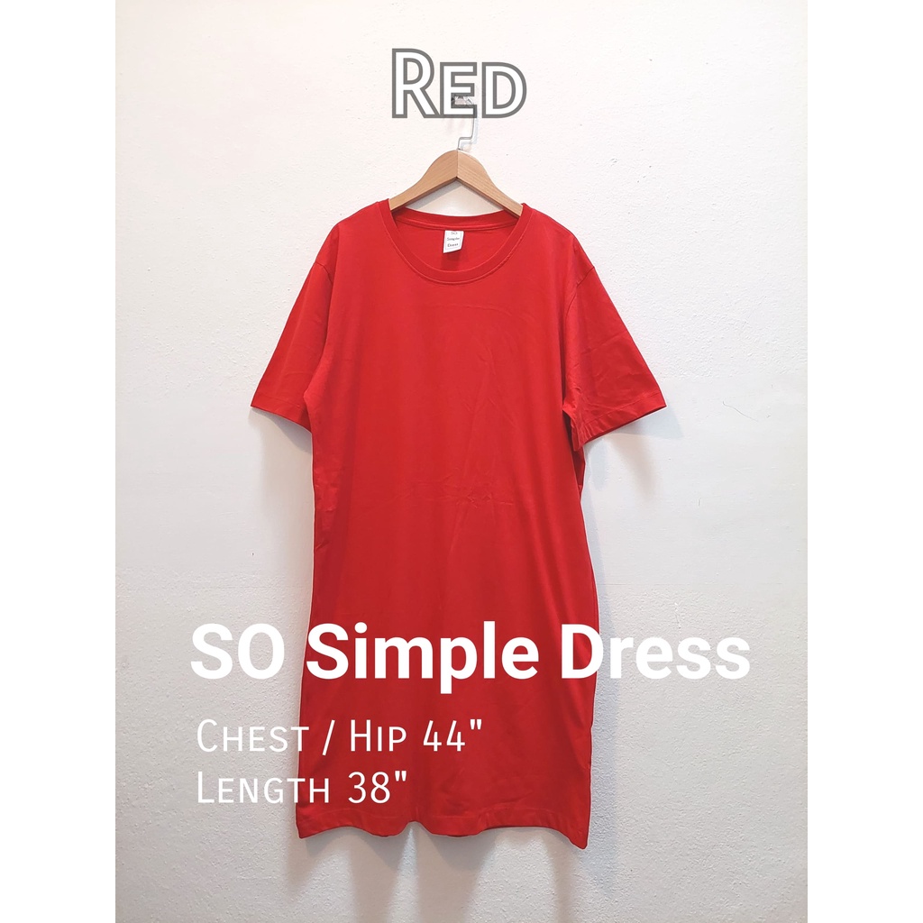 Cotton Dress สีแดง Collection : Colorful Week อก/สะโพก 44" ยาว 38" เดรสผ้าคอตตอนสวมใส่สบาย สำหรับสาว