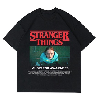 คอตต้อนคอกลมเสื้อยืดพิมพ์ลายprintingเสื้อยืด ลาย Stranger THINGS "MAX FLOATING" | เสื้อยืด FILM SERIES | Hnm THINGS เสื้