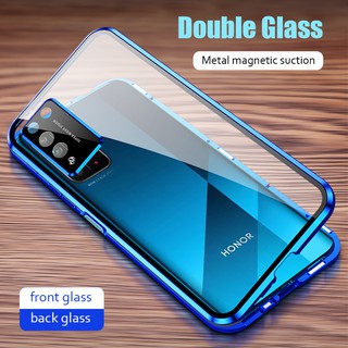 เคสมือถือ Huawei P40 P40 Pro Plus P40 Lite E Metal Magnetic Cover Front Back Glass Camera Lens protective Case