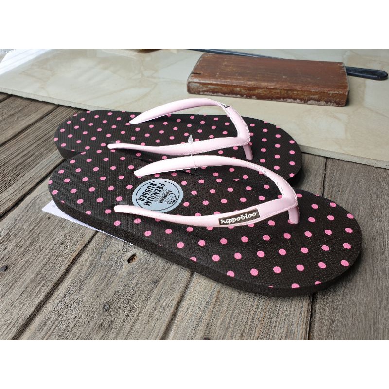 รองเท้าแตะ hippo bloo สีน้ำตาลจุดชมพู