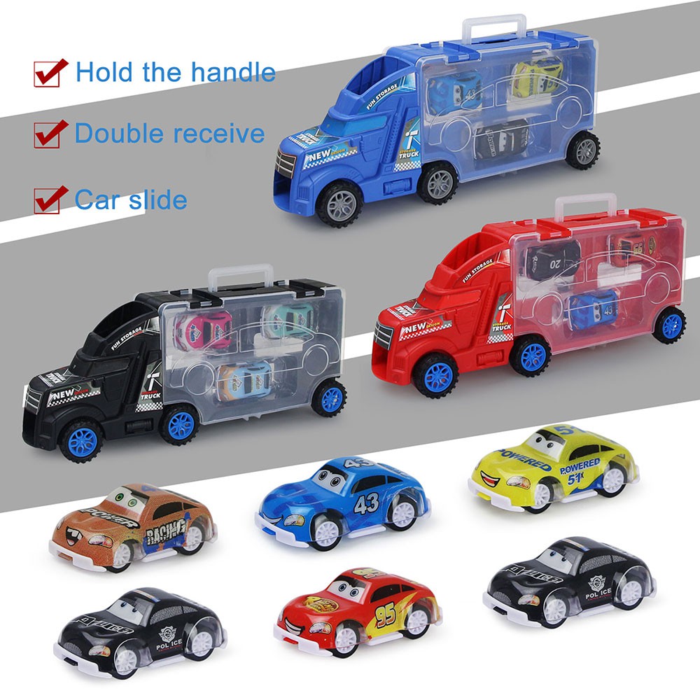 Big Truck & 6 pcs Mini Sliding Car Toy Kids Pull Back Model Car Vehicle
