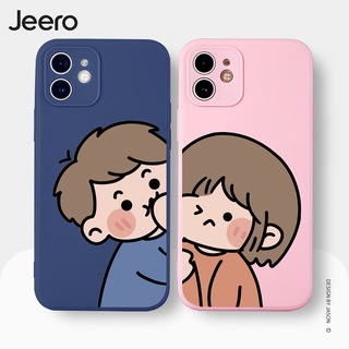 Jeero เคสคู่ เคสไอโฟน คู่รัก กันกระแทกซิลิโคนนุ่มการ์ตูนน่ารักตลก เคสโทรศัพท์ Compatible for iPhone 15 14 13 12 11 Pro Max SE 2020 X XR XS 8 7 6 6S Plus พลัส HFE705