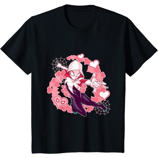 เสื้อยืด ผ้าฝ้ายแท้ ระบายอากาศได้ดี พิมพ์ลาย Marvel Spider-Man Into the Spider-Verse Gwen Stacy Hearts คุณภาพสูง