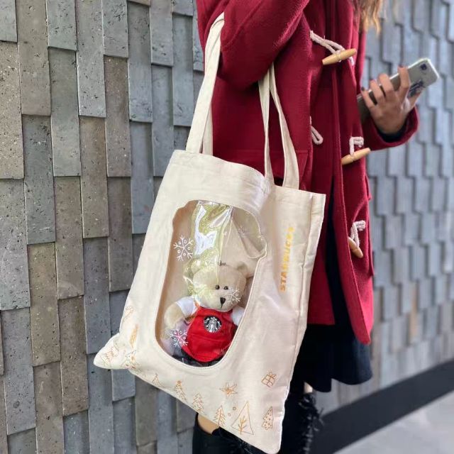 Starbucks Red Apron Bearista with Tote Bag