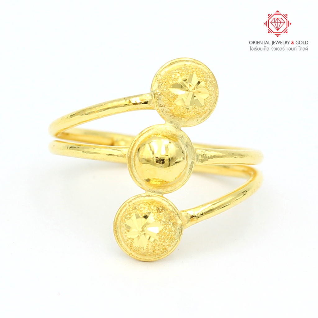 OJ GOLD แหวนทองแท้ นน. ครึ่งสลึง 96.5% 1.9 กรัม เกลียวลูกตุ้ม ขายได้ จำนำได้ มีใบรับประกัน แหวนทอง