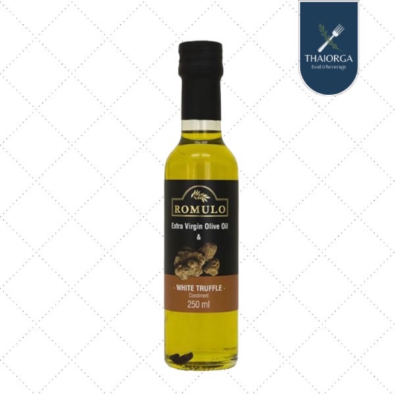 โรมูโล่ น้ำมันมะกอกบริสุทธิ์ผสมเห็ดทรัฟเฟิลขาว 250 มิลลิลิตร Romulo Extra Virgin Olive Oil & White T