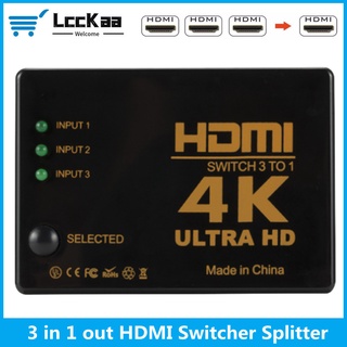 Lcckaa 3x1 ตัวแยกสวิตช์ทีวี 4K HDMI เข้า 3 ออก 1 4K สําหรับคอมพิวเตอร์ HDTV PS3 4