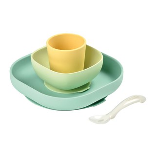 BEABA ชุดเซ็ทรับประทานอาหารซิลิโคน Silicone Meal Set (4 Pcs) - Yellow