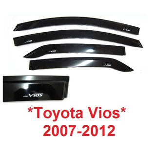 สีดำ กันสาดประตู Toyota Vios Sedan 2007 - 2012 รถยนต์ โตโยต้า วีออส Windshield Visor กันลม กันฝน กันสาดรถยนต์