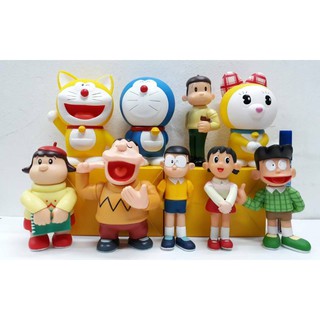 ss-toys โมเดลโดราเอมอน โดราเอมอนพร้อมโดเรมี่ และพ้องเพื่อนโนบิตะ 9ตัว สูง13ซม. ไม่มีกล่อง ขายยกชุดนะคะ