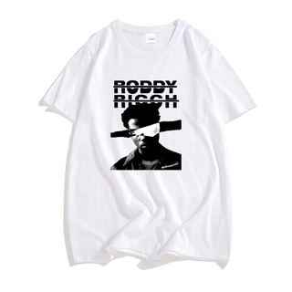 เสื้อยืดโอเวอร์ไซส์เสื้อยืดแขนสั้น ผ้าฝ้าย พิมพ์ลายกราฟฟิคแร็ปเปอร์ Roddy Ricch สไตล์ฮิปฮอป สตรีท สําหรับผู้ชายS-3XL