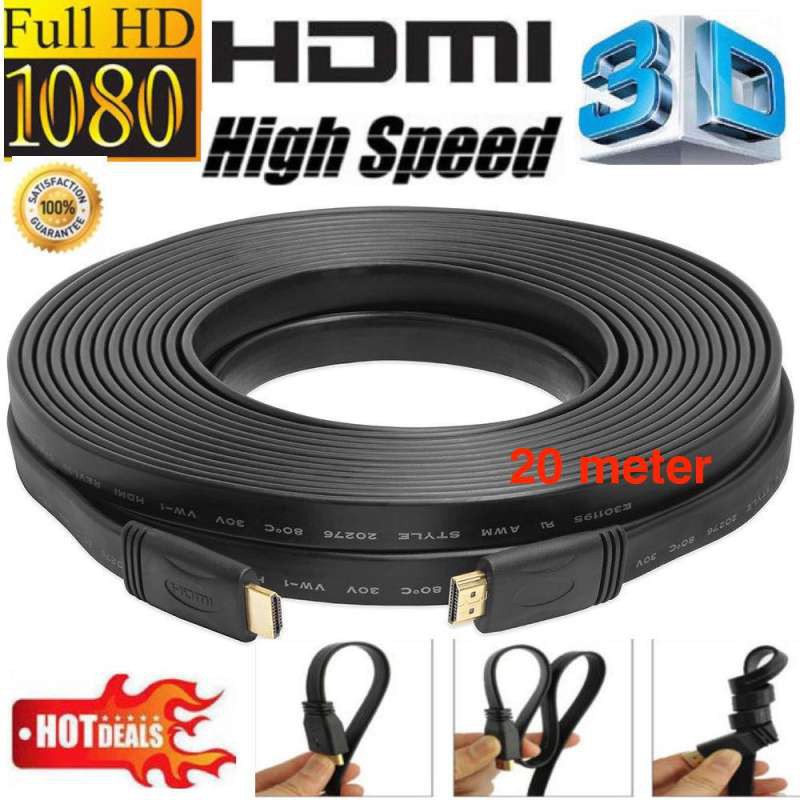 ลดราคา HDMI High Speed 1.5m 3m 5m 10m 15m 20m 1080p 3D VER 1.4 สายแบบอ่อนแบนยาว 1.5เมตร 3เมตร 5เมตร 10เมตร 15เมตร 20เมตร(Black) #ค้นหาเพิ่มเติม สายต่อจอ Monito HDMI High Speed HDTV Lightning
