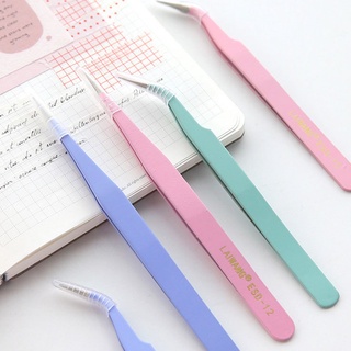 Macaron Color Tweezers, Straight Head Curved Head Stainless Steel Tapes Stickers Scrapbook Tools