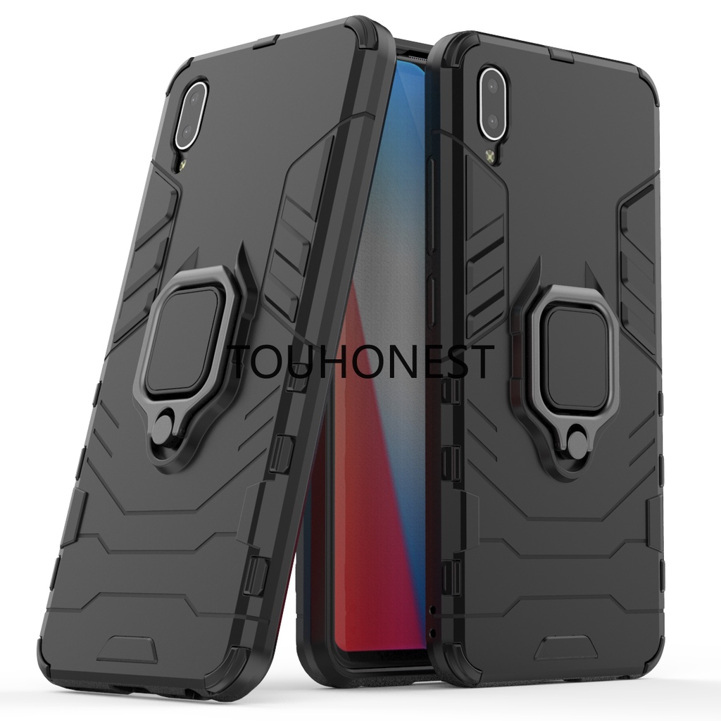 เคส Vivo Y93 Y93S Y91 Y95 Y97 Y1S Y91C Y91D Armor PC Shockproof Hard Cases With Metal Ring Stand Phone Caseเคสโทรศัพท์มือถือ แข็ง กันกระแทก พร้อมแหวนขาตั้งโลหะ สําหรับ