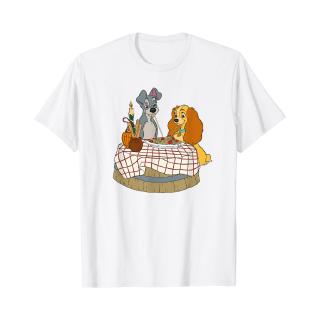 เสื้อยืดใหม่เสื้อยืดสายเดี่ยวลาย disney lady and tramp bellaขนาดเต็มS-3XL