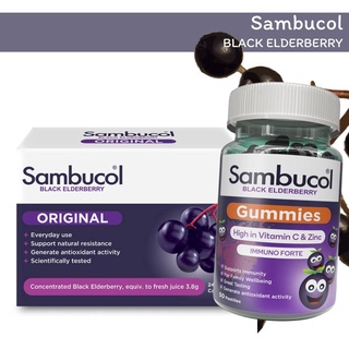 ( ของแท้ 100% ) Sambucol black elderberry แซมบูคอล แบล็ค เอลเดอร์เบอรี่  (ผลิตภัณฑ์เสริมอาหาร)