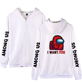 เสื้อกันหนาว มีฮู้ด ลายการ์ตูนโลโก้ I Want To Kill You Among Us มีซิป สําหรับผู้ชาย