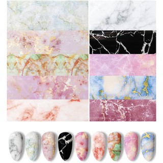 💅🏻💥💫 Foils x10 ฟรอยติดเล็บ แพ็ค 10 สีไม่ซ้ำ Marble Galaxy Foil ลายหินอ่อน ลายน้ำ ฟรอยลอกลาย ฟรอยแต่งเล็บ Holo ติดเล็บ