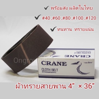 กระดาษทราย ผ้าทรายสายพาน CRANE  ตรากระเรียน ขนาด 4” x 36” / 4" × 48"(ราคาต่อเส้น)