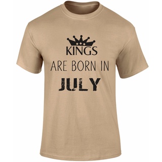 เสื้อยืดผ้าฝ้ายพิมพ์ลายขายดี เสื้อยืด พิมพ์ลาย Kings Are Born In July Birthday Month of Brith Royal แฟชั่นฤดูร้อน สําหรั