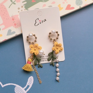 ต่างหูดอกไม้ (สีเหลือง)🌺Yellow Flower Earring