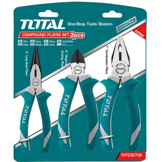 Total ชุดคีม 3 ตัวชุด (คีมปากแหลม+ปากจิ้งจก+ปากเฉียง) รุ่น THT2K0301 ( Plier Set )