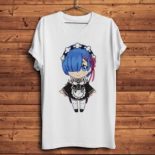 ขายดี!เสื้อยืดลําลอง แขนสั้น พิมพ์ลายอนิเมะ Waifu chibi Rem สไตล์สตรีท สําหรับผู้ชาย และผู้หญิงS-5XL