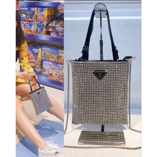 มาแล้ว New Pra:da Embellished Nylon Crystal Bag