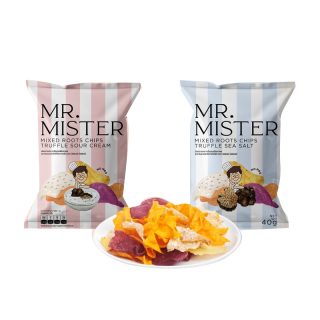 Mr.Mister Mixed Roots Chips ขนมมันหวานหลากสีผสมเผือกทอดอบกรอบ