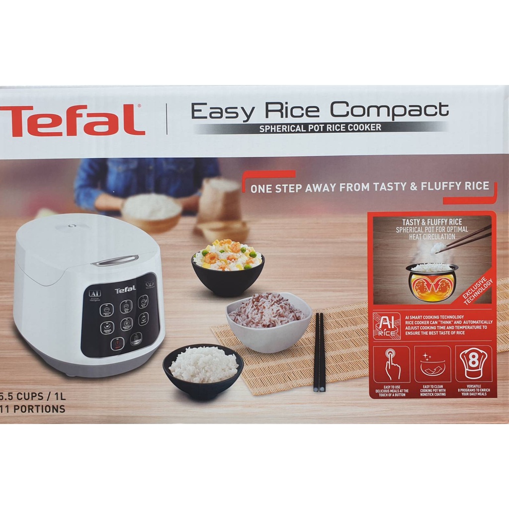 TEFAL หม้อหุงข้าว EASY RICE COMPACT 1L RICE COOKER ขนาด 1 ลิตร รุ่น RK730166