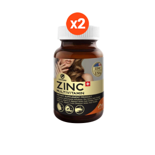 แพ็คคู่ InterCare Zinc plus สกัดจาก ซิงค์ 75 mg และวิตามินรวม 8 ชนิด เสริมสร้างภูมิคุ้มกัน บรรเทาปัญหาสิว ผมร่วง บำรุงเพศชาย ( 2 กระปุก 60 แคปซูล )