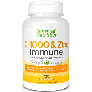 Super Nutrition®, C-1000 &amp; Zinc Immune, 120 Veg Capsules