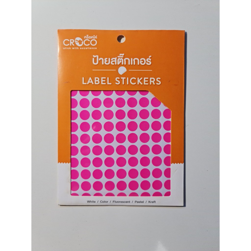 CROCO สติ๊กเกอร์สี รูปวงกลม  ขนาด 12 mm  1 แพ็ค/10แผ่น/1080 ดวง