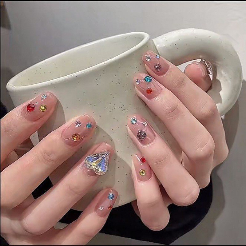 Rou Bao เพชรคริสตัล พลอยเทียม รูปหัวใจ สําหรับตกแต่งเล็บเจ้าสาว 10 ชิ้น - รูปที่ 2