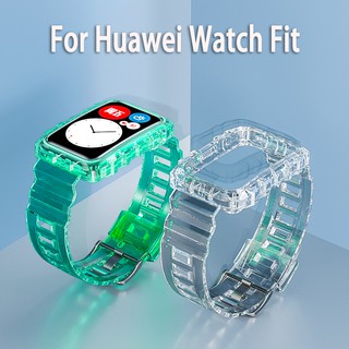 สายนาฬิกาข้อมือสีใส และเคส สําหรับ Huawei Watch Fit