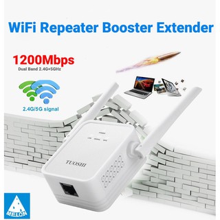 ขยายสัญญาณ Wifi 1200mbps Dual band 2.4G+5GHz Wall Plug Wifi Repeater Long Range Wireless Signal Booster Range Extender