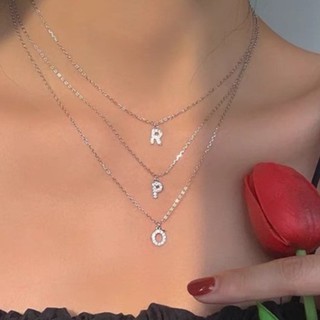 seadada สร้อยตัวอักษร a-z 14k sliver 26 letter necklaces